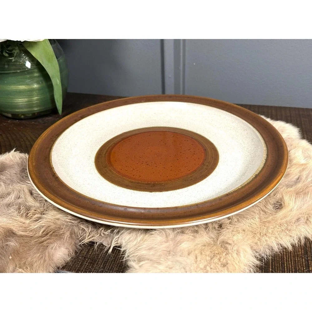 Denby Langley Potters Wheel Rust Red 1970s round chop plate‎ speckled Stoneware